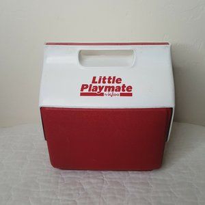 Vintage Red & White Playmate Cooler Lunchbox By Igloo With Push Button Open